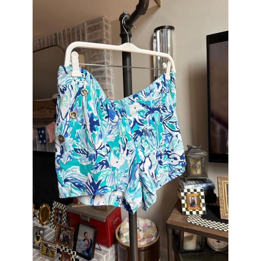 Lilly Pulitzer Marina Knit Shorts in the Tropical Turquoise women's cotton 16